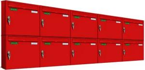 AL Briefkastensysteme Wandbriefkasten 10 Fach Basic Briefkasten A4 in RAL Farbe 3000 Feuer Rot wetterfest