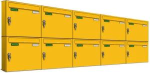 AL Briefkastensysteme Wandbriefkasten 10 Fach Basic Briefkasten A4 in RAL Farbe Signal Gelb wetterfest