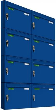 AL Briefkastensysteme Wandbriefkasten 8 Fach Basic Briefkasten A4 in RAL Farbe 5010 Enzian Blau wetterfest