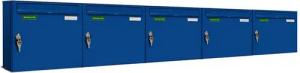 AL Briefkastensysteme Wandbriefkasten 5 Fach Basic Briefkasten A4 in RAL Farbe 5010 Enzian Blau wetterfest