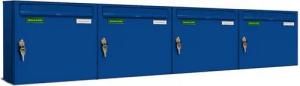 AL Briefkastensysteme Wandbriefkasten 4 Fach Basic Briefkasten A4 in RAL Farbe 5010 Enzian Blau wetterfest