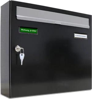 AL Briefkastensysteme Wandbriefkasten 1 Fach Premium Briefkasten A4 in RAL 7016 Anthrazit Grau wetterfest
