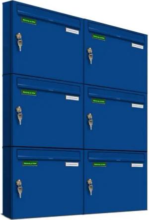 AL Briefkastensysteme Wandbriefkasten 6 Fach Basic Briefkasten A4 in RAL Farbe 5010 Enzian Blau wetterfest