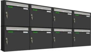 AL Briefkastensysteme Wandbriefkasten 8 Fach Premium Briefkasten A4 in RAL 7016 Anthrazit Grau wetterfest