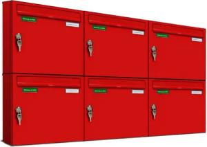 AL Briefkastensysteme Wandbriefkasten 6 Fach Basic Briefkasten A4 in RAL Farbe 3000 Feuer Rot wetterfest