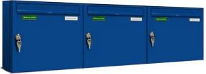 AL Briefkastensysteme Wandbriefkasten 3 Fach Basic Briefkasten A4 in RAL Farbe 5010 Enzian Blau wetterfest