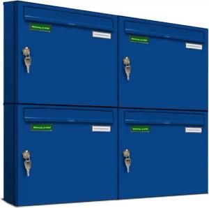 AL Briefkastensysteme Wandbriefkasten 4 Fach Basic Briefkasten A4 in RAL Farbe 5010 Enzian Blau wetterfest