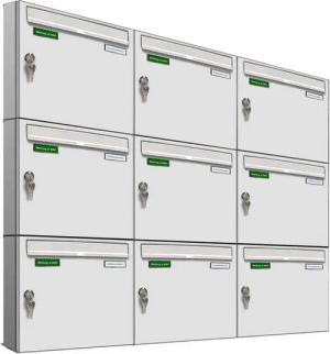 AL Briefkastensysteme Wandbriefkasten 9 Fach Basic Briefkasten A4 RAL Farbe 9016 Verkehrs Weiss wetterfest