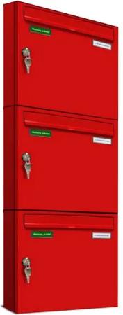 AL Briefkastensysteme Wandbriefkasten 3 Fach Basic Briefkasten A4 in RAL Farbe 3000 Feuer Rot wetterfest