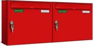AL Briefkastensysteme Wandbriefkasten 2 Fach Basic Briefkasten A4 in RAL Farbe 3000 Feuer Rot wetterfest