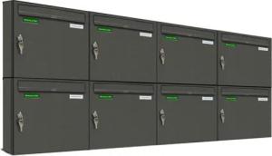 AL Briefkastensysteme Wandbriefkasten 8 Fach Basic Briefkasten A4 DB Farbe 703 Eisenglimmer Grau wetterfest
