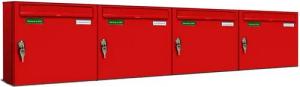AL Briefkastensysteme Wandbriefkasten 4 Fach Basic Briefkasten A4 in RAL Farbe 3000 Feuer Rot wetterfest