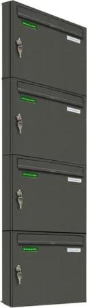 AL Briefkastensysteme Wandbriefkasten 4 Fach Basic Briefkasten A4 DB Farbe 703 Eisenglimmer Grau wetterfest