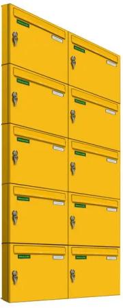 AL Briefkastensysteme Wandbriefkasten 10 Fach Basic Briefkasten A4 in RAL Farbe Signal Gelb wetterfest