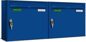 AL Briefkastensysteme Wandbriefkasten 2 Fach Basic Briefkasten A4 in RAL Farbe 5010 Enzian Blau wetterfest