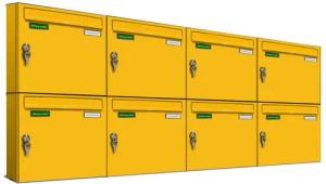 AL Briefkastensysteme Wandbriefkasten 8 Fach Basic Briefkasten A4 in RAL Farbe Signal Gelb wetterfest