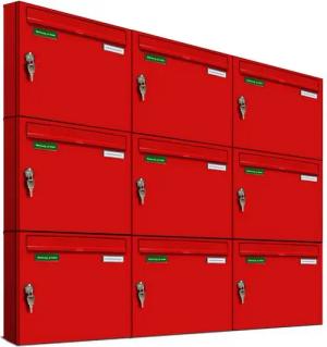 AL Briefkastensysteme Wandbriefkasten 9 Fach Basic Briefkasten A4 in RAL Farbe 3000 Feuer Rot wetterfest