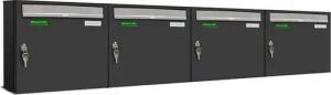 AL Briefkastensysteme Wandbriefkasten 4 Fach Premium Briefkasten A4 in RAL 7016 Anthrazit Grau wetterfest