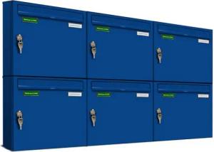 AL Briefkastensysteme Wandbriefkasten 6 Fach Basic Briefkasten A4 in RAL Farbe 5010 Enzian Blau wetterfest