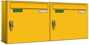 AL Briefkastensysteme Wandbriefkasten 2 Fach Basic Briefkasten A4 in RAL Farbe Signal Gelb wetterfest