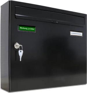 AL Briefkastensysteme Wandbriefkasten 1 Fach Basic Briefkasten A4 in RAL Farbe 9005 Tief Schwarz wetterfest