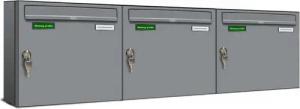AL Briefkastensysteme Wandbriefkasten 3 Fach Basic Briefkasten A4 RAL Farbe 9006 Weiss Aluminium wetterfest