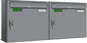 AL Briefkastensysteme Wandbriefkasten 2 Fach Basic Briefkasten A4 RAL Farbe 9006 Weiss Aluminium wetterfest