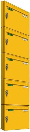 AL Briefkastensysteme Wandbriefkasten 5 Fach Basic Briefkasten A4 in RAL Farbe Signal Gelb wetterfest