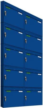 AL Briefkastensysteme Wandbriefkasten 10 Fach Basic Briefkasten A4 in RAL Farbe 5010 Enzian Blau wetterfest