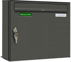 AL Briefkastensysteme Wandbriefkasten 1 Fach Basic Briefkasten A4 DB Farbe 703 Eisenglimmer Grau wetterfest