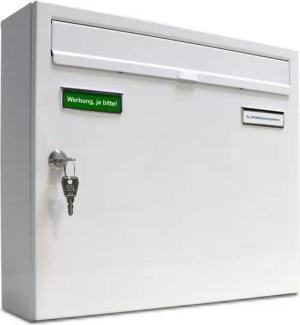AL Briefkastensysteme Wandbriefkasten 1 Fach Basic Briefkasten A4 RAL Farbe 9016 Verkehrs Weiss wetterfest