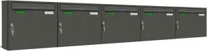 AL Briefkastensysteme Wandbriefkasten 5 Fach Basic Briefkasten A4 DB Farbe 703 Eisenglimmer Grau wetterfest