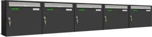 AL Briefkastensysteme Wandbriefkasten 5 Fach Premium Briefkasten A4 in RAL 7016 Anthrazit Grau wetterfest