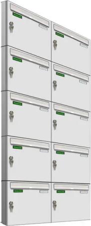 AL Briefkastensysteme Wandbriefkasten 10 Fach Basic Briefkasten A4 RAL Farbe 9016 Verkehrs Weiss wetterfest