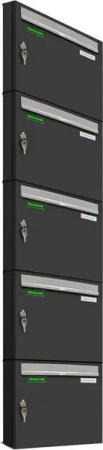 AL Briefkastensysteme Wandbriefkasten 5 Fach Premium Briefkasten A4 in RAL 7016 Anthrazit Grau wetterfest