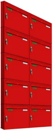 AL Briefkastensysteme Wandbriefkasten 10 Fach Basic Briefkasten A4 in RAL Farbe 3000 Feuer Rot wetterfest