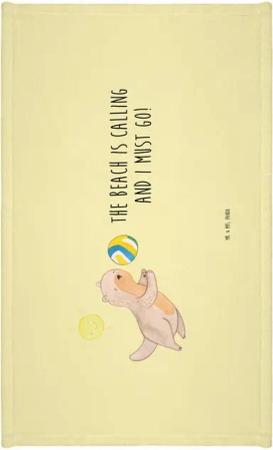 Mr. & Mrs. Panda Handtuch Sommer Meer Strand - Gelb Pastell - Geschenk, das Meer genießen, Sonn, (1-St), Blickfang Design