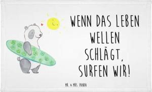 Mr. & Mrs. Panda Handtuch Sommer Wellen Surf - Weiß - Geschenk, inspirierend, Wetter während de, (1-St), Strahlende Farben