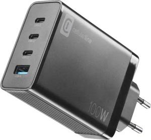 Cellularline Multipower Nano 100W Reiselader 4 Port GaN Black (60627) USB-Ladegerät