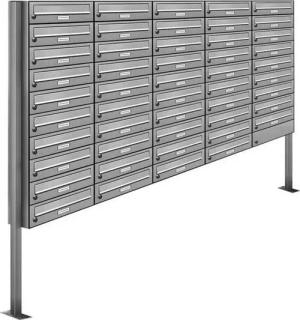 AL Briefkastensysteme Standbriefkasten 49 Fach Premium Edelstahl Briefkasten Post A4 modern robustwetterfest