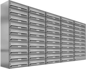 AL Briefkastensysteme Wandbriefkasten 49 Fach Premium Edelstahl Briefkasten Post A4 modern robustwetterfest