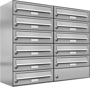 AL Briefkastensysteme Wandbriefkasten 11 Fach Premium Edelstahl Briefkasten Post A4 modern robustwetterfest