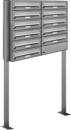 AL Briefkastensysteme Standbriefkasten 11 Fach Premium Edelstahl Briefkasten Post A4 modern robustwetterfest