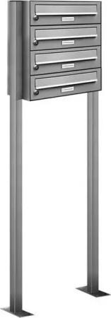 AL Briefkastensysteme Standbriefkasten 4 Fach Premium Edelstahl Briefkasten Post A4 modern robustwetterfest