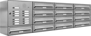 AL Briefkastensysteme Wandbriefkasten 13 Fach Premium Edelstahl Briefkasten Post A4 modern robustwetterfest