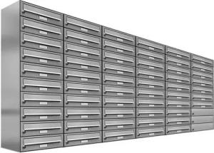 AL Briefkastensysteme Wandbriefkasten 57 Fach Premium Edelstahl Briefkasten Post A4 modern robustwetterfest