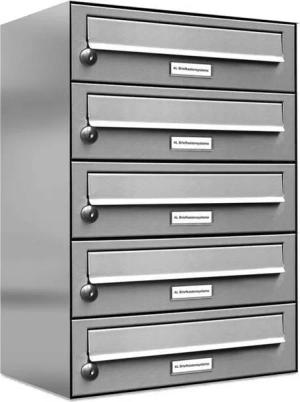 AL Briefkastensysteme Wandbriefkasten 5 Fach Premium Edelstahl Briefkasten Post A4 modern robustwetterfest