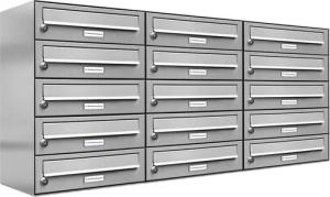 AL Briefkastensysteme Wandbriefkasten 15 Fach Premium Edelstahl Briefkasten Post A4 modern robustwetterfest