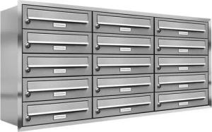 AL Briefkastensysteme Wandbriefkasten 15 Fach Premium Edelstahl Unterputz Briefkasten A4 modern wetterfest