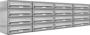 AL Briefkastensysteme Wandbriefkasten 16 Fach Premium Edelstahl Briefkasten Post A4 modern robustwetterfest